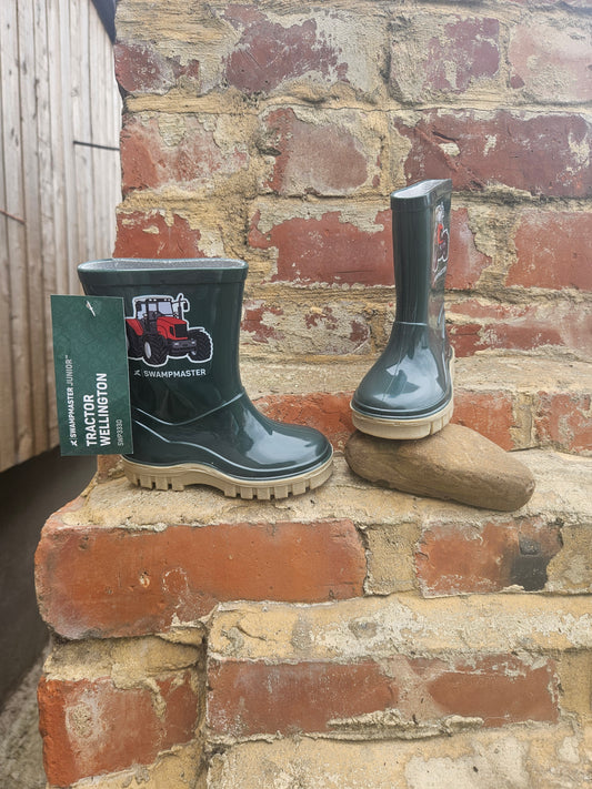 Xpert Swampmaster Junior Tractor Wellingtons - green/beige