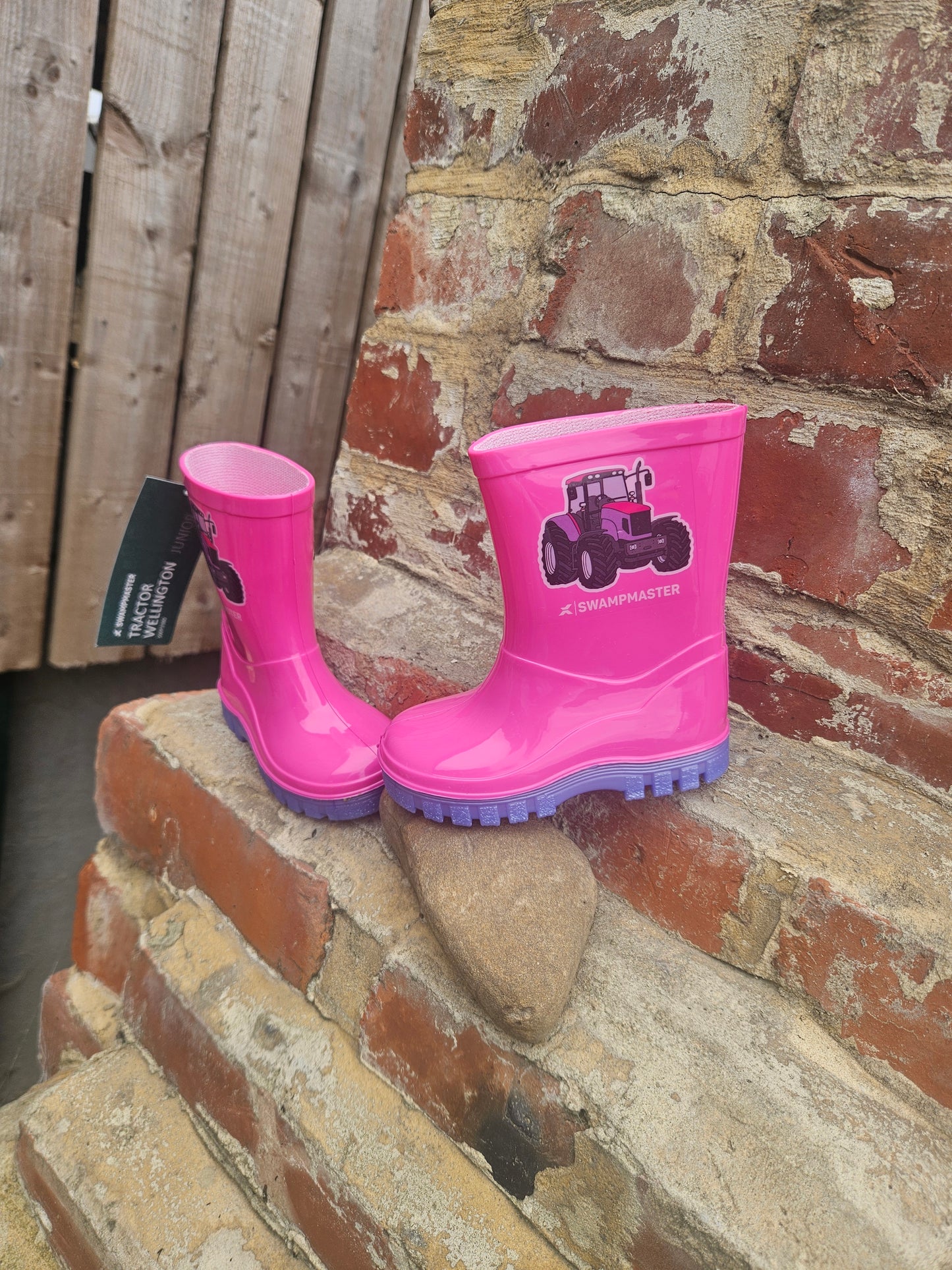 Xpert Swampmaster Junior Tractor Wellingtons - pink/lilac