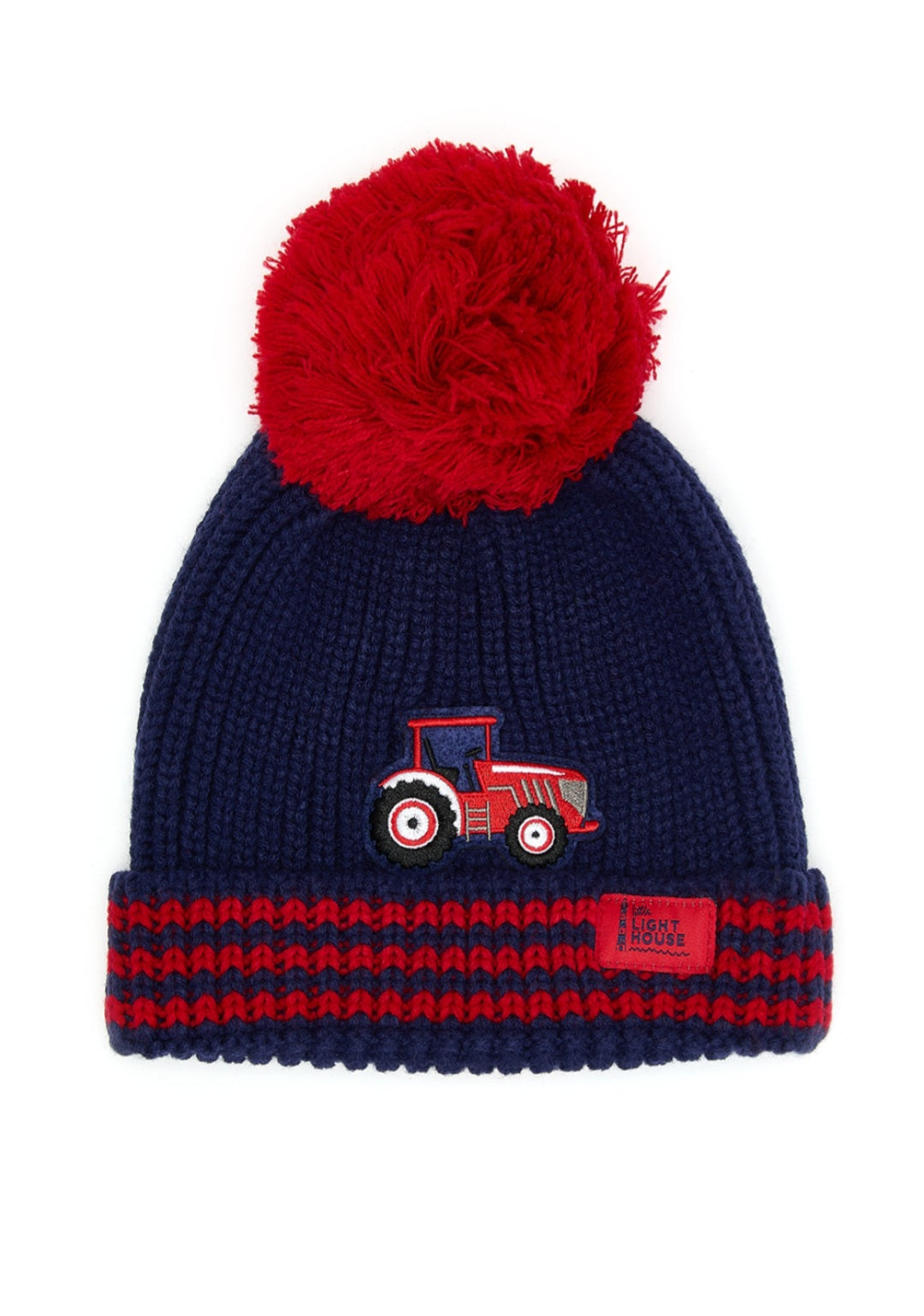 Lighthouse Bobbie Bottle Hat - Red tractor striped