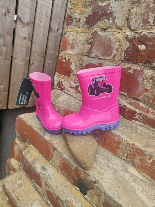 Xpert Swampmaster Junior Tractor Wellingtons - pink/lilac
